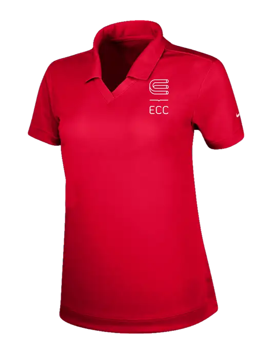 NIKE Red Womens Dri-Fit Micro Pique Polo w/ECC Logo