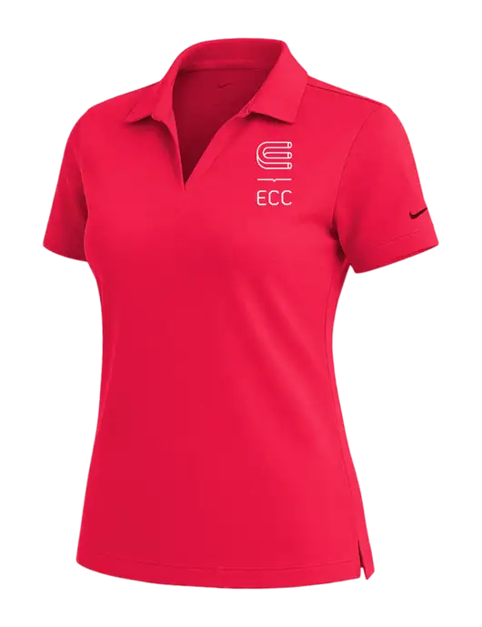 NIKE Red Womens Dri-Fit Micro Pique Polo w/ECC Logo