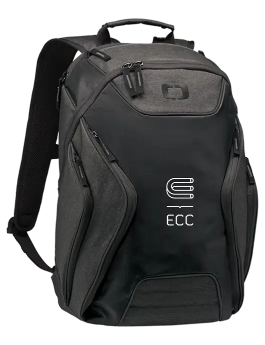 OGIO Black/Heather Grey Hatch Laptop Backpack
 w/ECC Logo