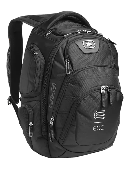 OGIO Black Stratagem Laptop Backpack w/ECC Logo