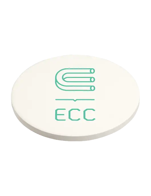 Absorbent White Coaster with Cork Base w/ECC Logo