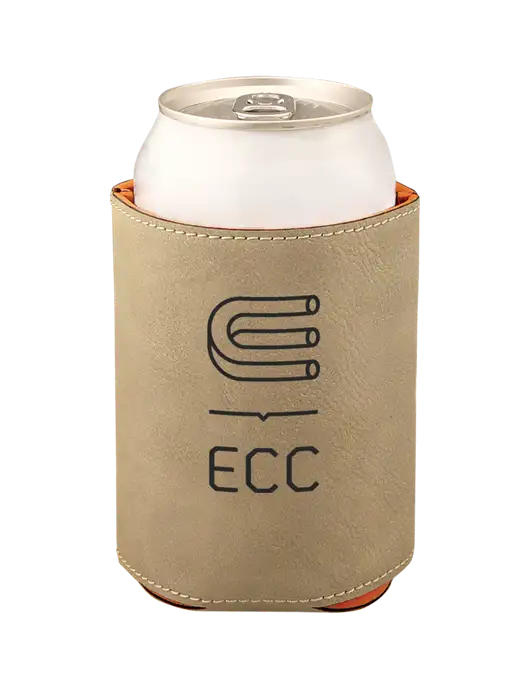 Tan Leatherette Beverage Holder w/ECC Logo