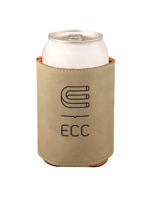 Tan Leatherette Beverage Holder w/ECC Logo