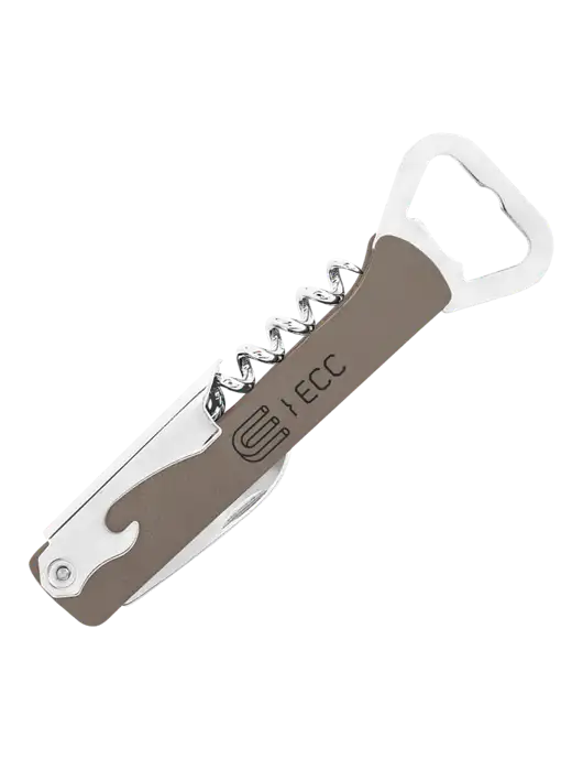 Grey Leatherette Wine Bottle Opener w/ECC Logo