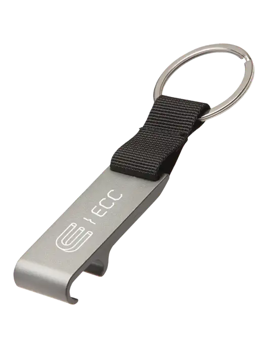 Gunmetal Bottle Opener & Key Ring w/ECC Logo