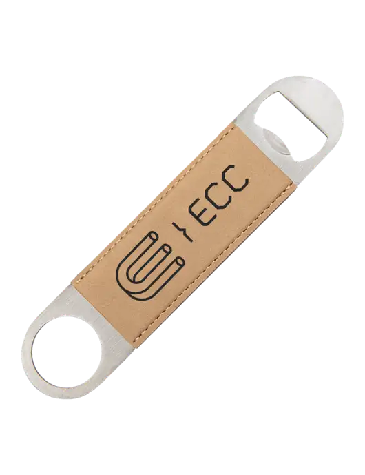 Tan Leatherette Bottle Opener w/ECC Logo