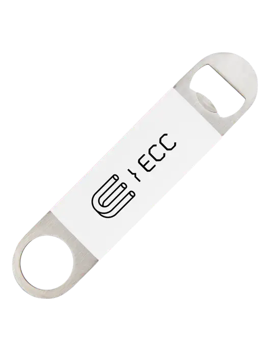 White Bottle Opener with Silicone Grip w/ECC Logo