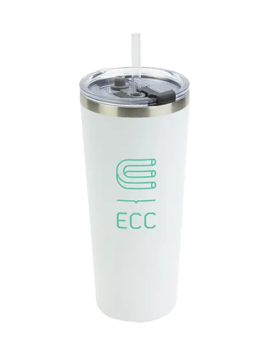 Brighton White 20 oz Insulated Tumbler & Straw w/ECC Logo