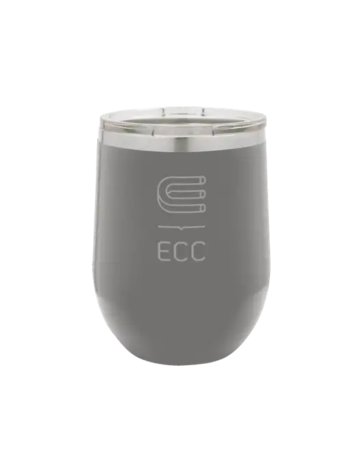 Polar Camel 12 oz Powder Coated Grey Vacuum Insulated Stemless Wine Tumbler w/ECC Logo