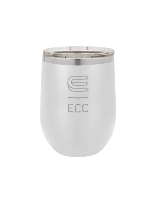 Polar Camel 12 oz Powder Coated White Vacuum Insulated Stemless Wine Tumbler w/ECC Logo