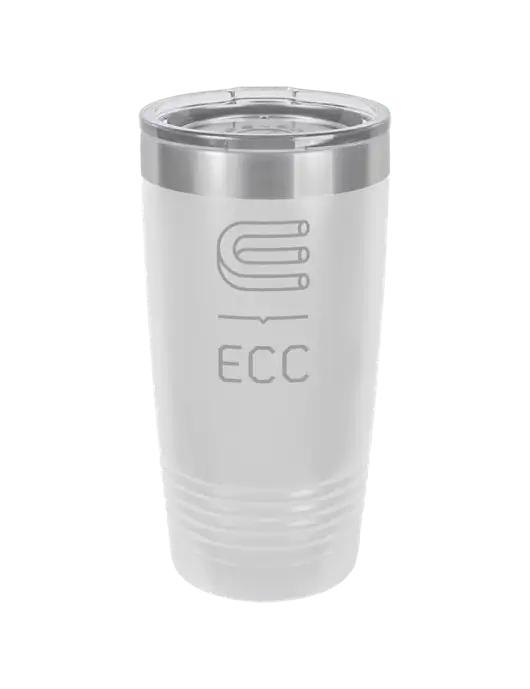 Polar Camel 20 oz Powder Coated White Vacuum Insulated Tumbler  w/ECC Logo