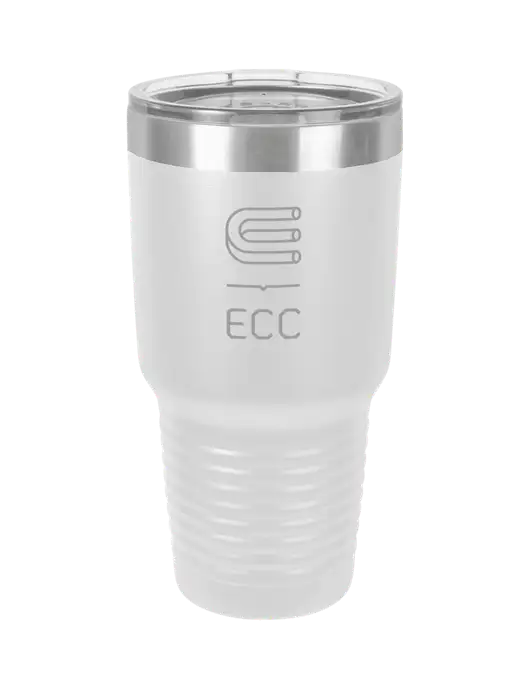 Polar Camel 30 oz Powder Coated White Vacuum Insulated Tumbler  w/ECC Logo