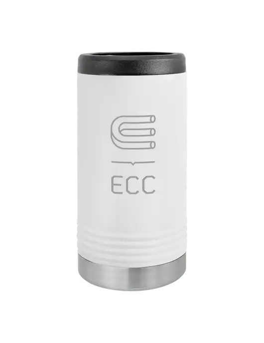 Polar Camel Powder Coated White Vacuum Insulated Slim Beverage Holder w/ECC Logo