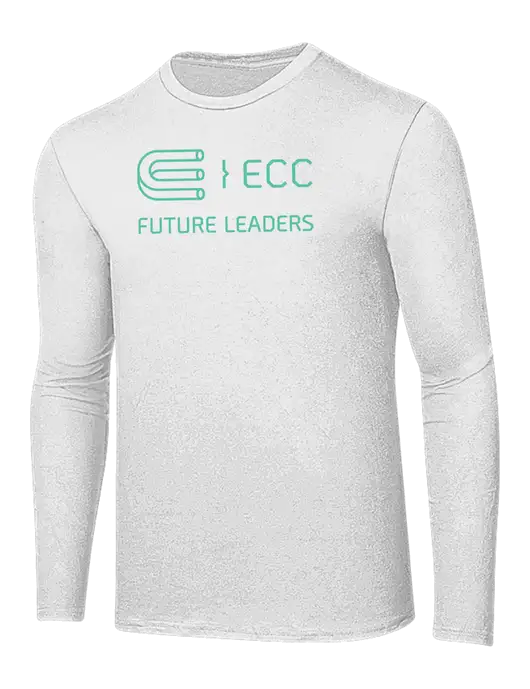 Ring Spun White 4.5 oz Long Sleeve T-Shirt w/ECC Future Leaders Logo
