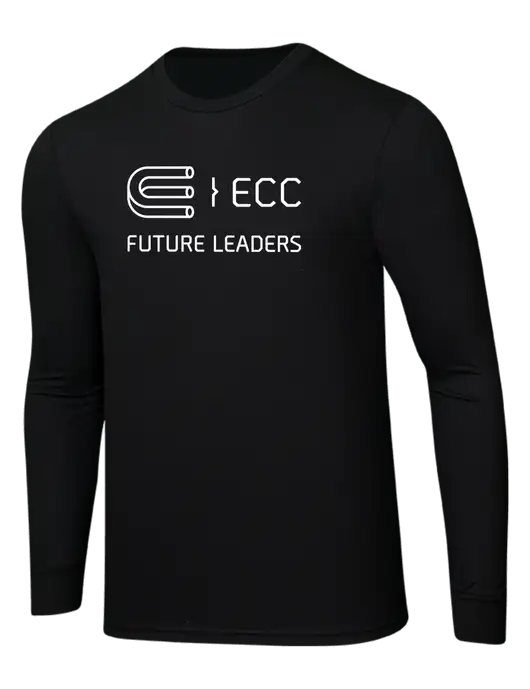 Simply Soft Long Sleeve Black 4.5 oz, Poly/Combed Ring Spun Cotton T-Shirt w/ECC Future Leaders Logo
