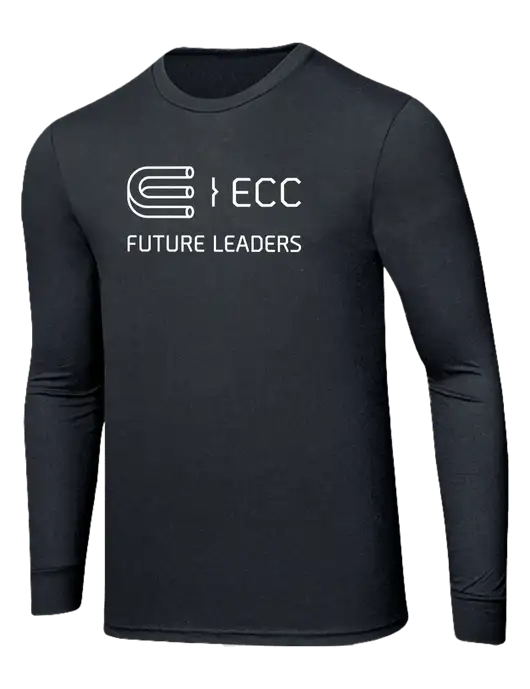 Simply Soft Long Sleeve Black Frost 4.5 oz, Poly/Combed Ring Spun Cotton T-Shirt w/ECC Future Leaders Logo