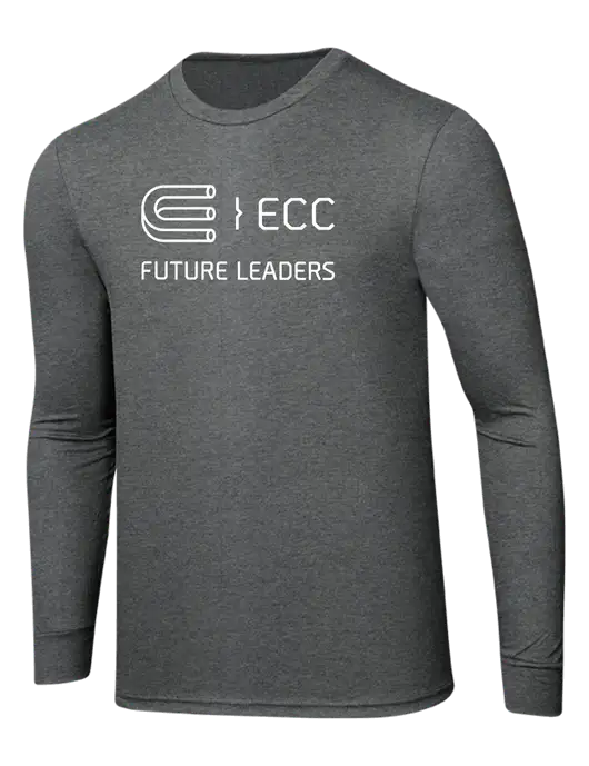 Simply Soft Long Sleeve Medium Grey Frost 4.5 oz, Poly/Combed Ring Spun Cotton T-Shirt w/ECC Future Leaders Logo