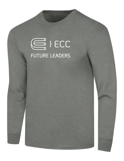 Simply Soft Long Sleeve Heathered Charcoal 4.5 oz, Poly/Combed Ring Spun Cotton T-Shirt w/ECC Future Leaders Logo