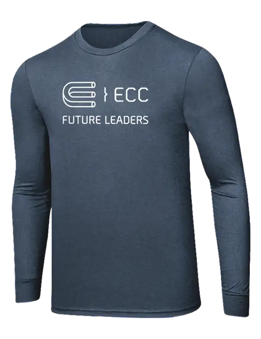 Simply Soft Long Sleeve Navy Frost 4.5 oz, Poly/Combed Ring Spun Cotton T-Shirt w/ECC Future Leaders Logo