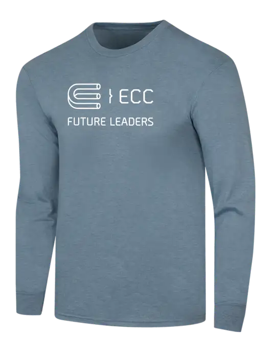 Simply Soft Long Sleeve Slate Blue Heather 4.5 oz, Poly/Combed Ring Spun Cotton T-Shirt w/ECC Future Leaders Logo