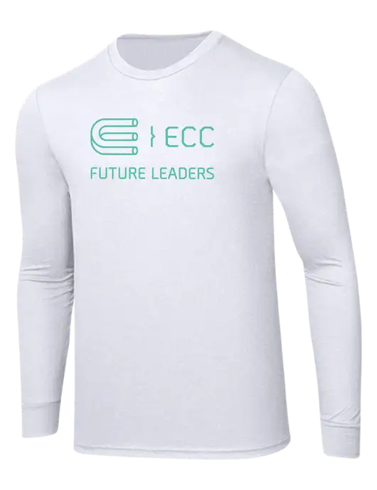 Simply Soft Long Sleeve White 4.5 oz, Poly/Combed Ring Spun Cotton T-Shirt w/ECC Future Leaders Logo