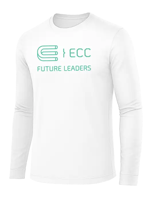 Long Sleeve White PosiCharge Competitor Tee w/ECC Future Leaders Logo
