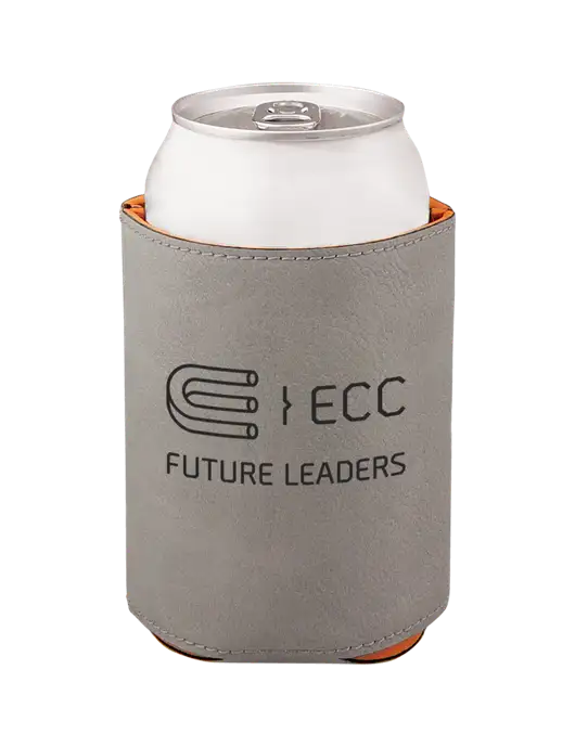 Grey Leatherette Beverage Holder w/ECC Future Leaders Logo