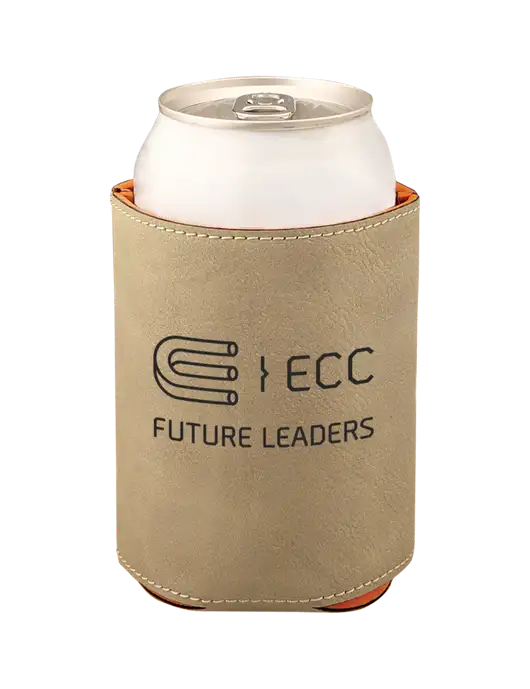 Tan Leatherette Beverage Holder w/ECC Future Leaders Logo