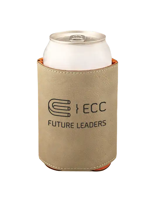 Tan Leatherette Beverage Holder w/ECC Future Leaders Logo
