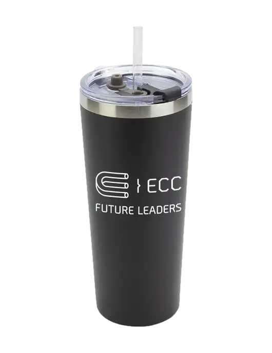 Brighton Black 20 oz Insulated Tumbler & Straw w/ECC Future Leaders Logo