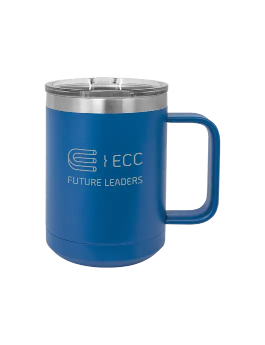 Polar Camel 15 oz Powder Coated Royal Vacuum Insulated Mug with Slider Lid w/ECC Future Leaders Logo