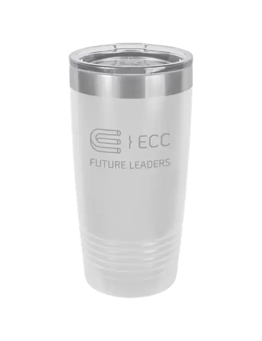 Polar Camel 20 oz Powder Coated White Vacuum Insulated Tumbler  w/ECC Future Leaders Logo
