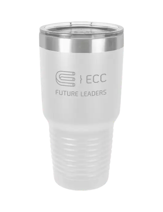 Polar Camel 30 oz Powder Coated White Vacuum Insulated Tumbler  w/ECC Future Leaders Logo