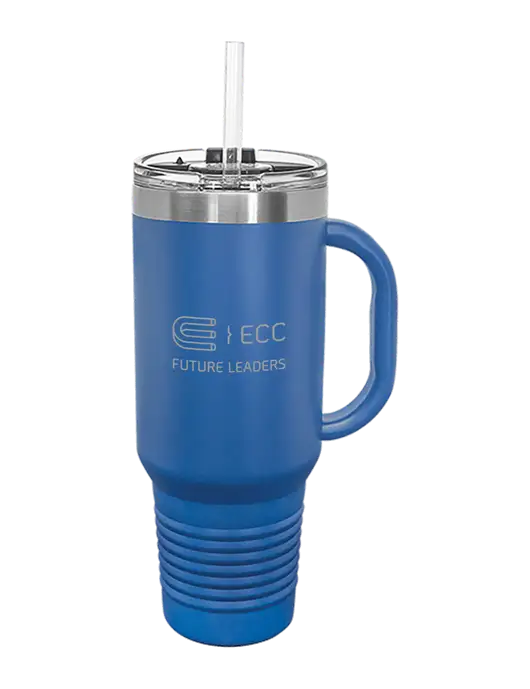 Polar Camel 40 oz. Powder Coated Vacuum Insulated Royal Travel Mug with Straw w/ECC Future Leaders Logo