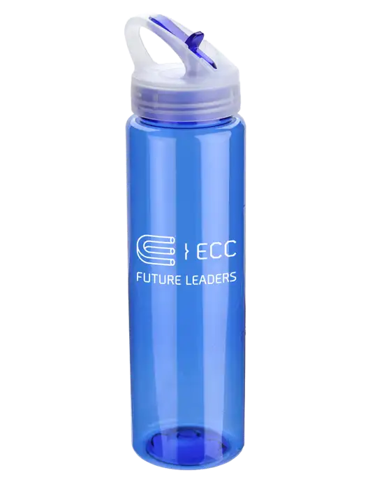 Buddy Blue 32 oz PET Bottle with Flip Lid w/ECC Future Leaders Logo