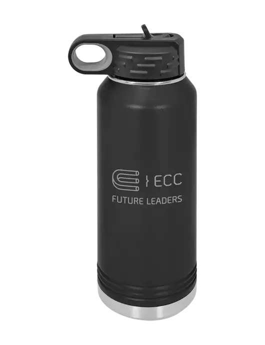 Polar Camel 32 oz Powder Coated Black Vacuum Insulated Water Bottle w/ECC Future Leaders Logo