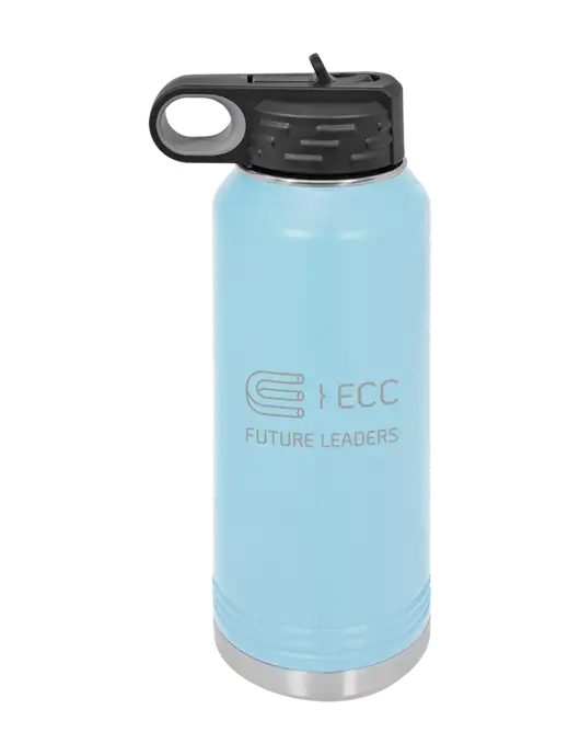 Polar Camel 32 oz Powder Coated Light Blue Vacuum Insulated Water Bottle w/ECC Future Leaders Logo