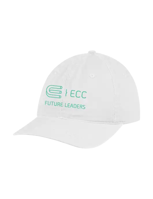 Garment Washed Unstructured Twill White Cap w/ECC Future Leaders Logo
