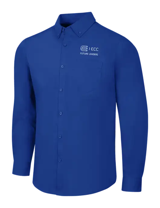 Dark Royal Long Sleeve Carefree Poplin Shirt w/ECC Future Leaders Logo
