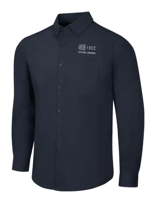 Navy Long Sleeve Carefree Poplin Shirt w/ECC Future Leaders Logo