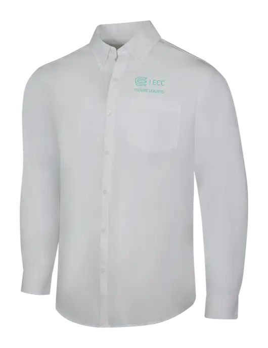 White Long Sleeve Carefree Poplin Shirt w/ECC Future Leaders Logo