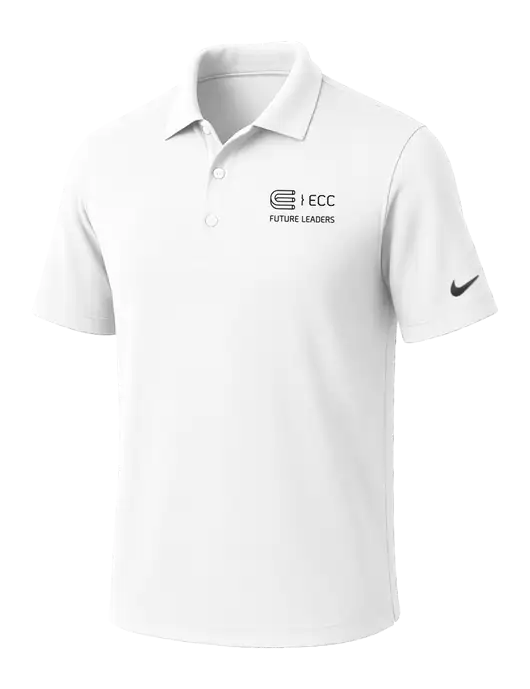 NIKE White Dri-Fit Micro Pique Polo w/ECC Future Leaders Logo