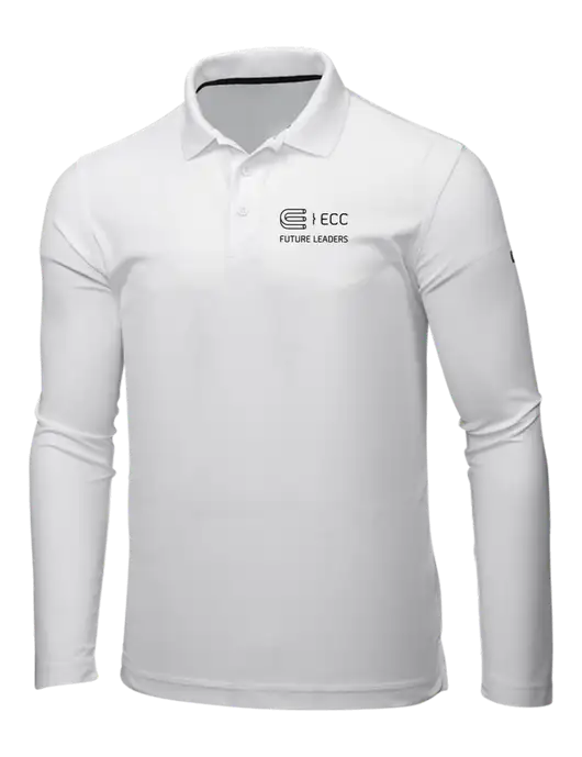 OGIO Bright White Caliber 2.0 Long Sleeve Polo w/ECC Future Leaders Logo