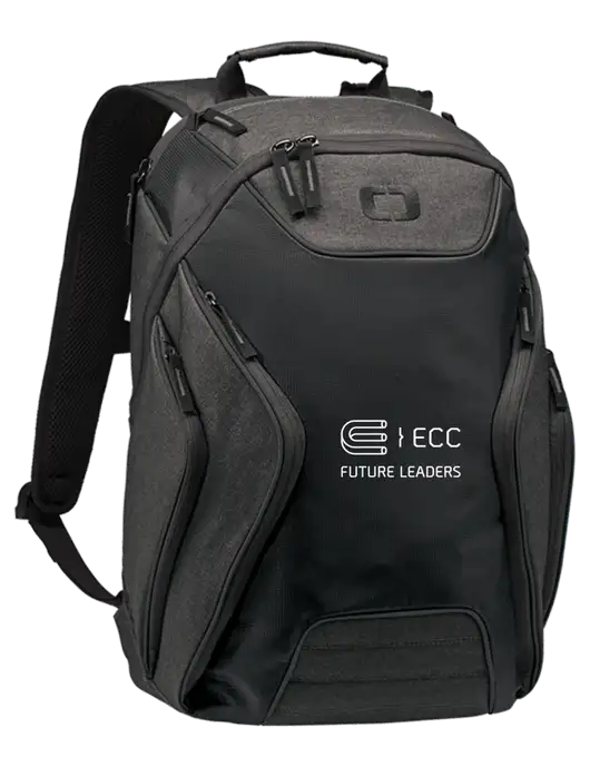 OGIO Black/Heather Grey Hatch Laptop Backpack
 w/ECC Future Leaders Logo